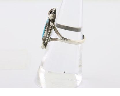 Navajo Ring 925 Silver Sleeping Beauty Turquoise Signed Justin Morris C.80's