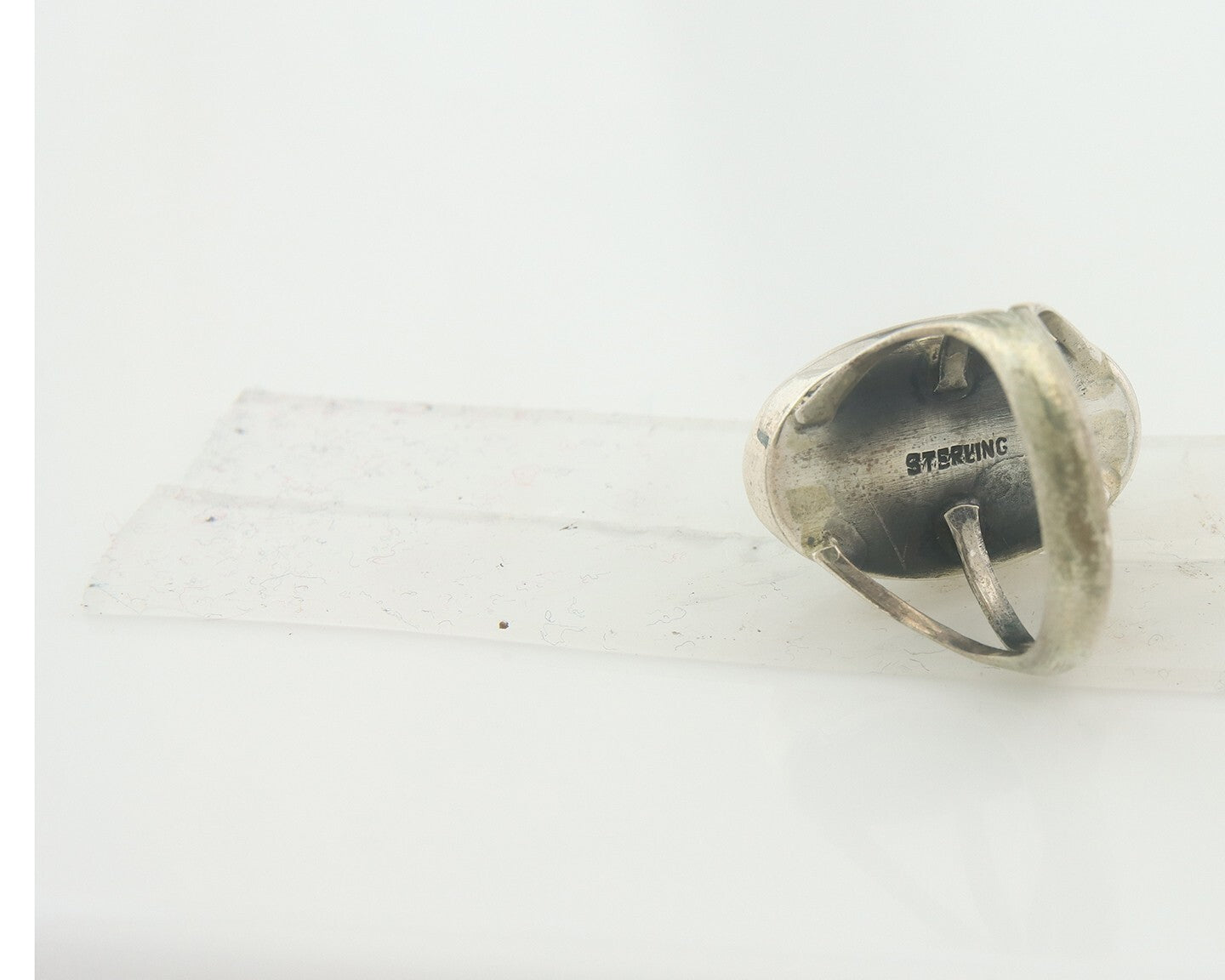 Vintage Navajo Ring 925 Sterling Authentic Traditional Turquoise Size 8.0