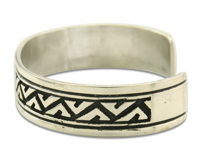 Navajo Bracelet 925 Silver Artist Signed Thomas Singer Cuff Made in the 1980's