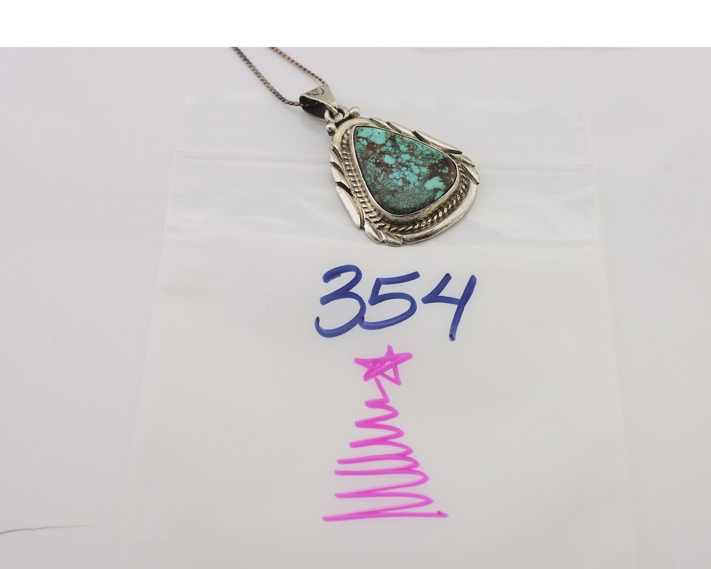 Navajo Necklace 925 Silver Spiderweb Turquoise Signed M Montoya C.80's