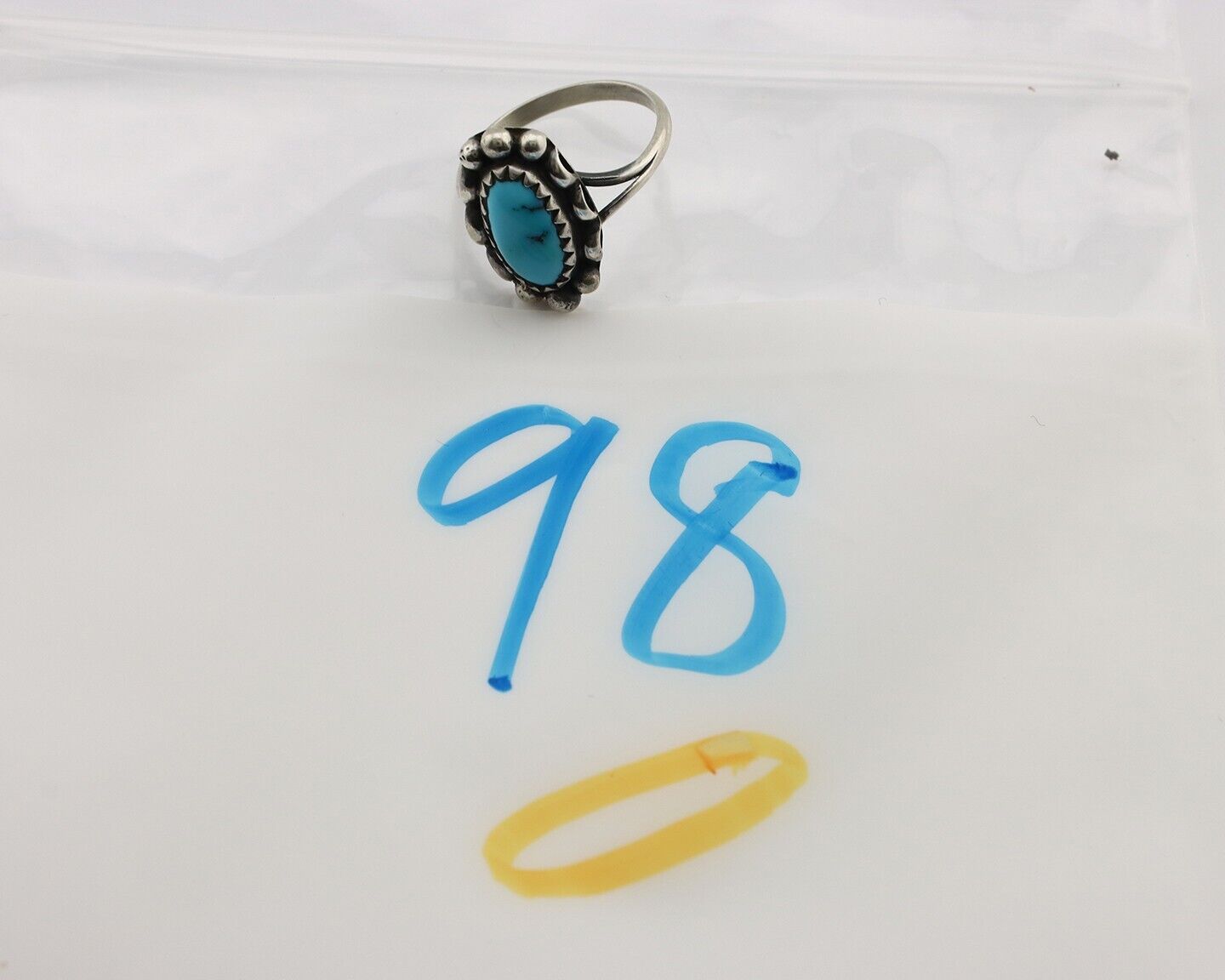 Navajo Ring 925 Silver Turquoise Artist Signed SkyStone Creations C.80's