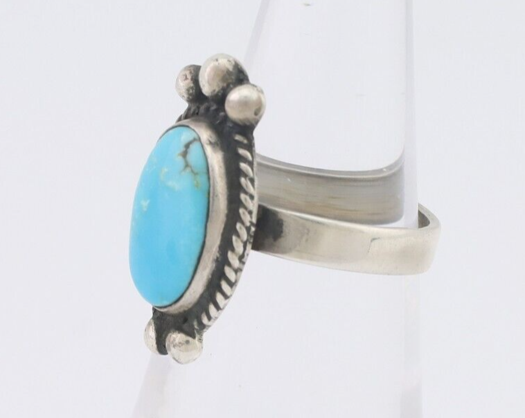 Navajo Ring 925 Silver Natural Blue Turquoise Native American Artist C.80's