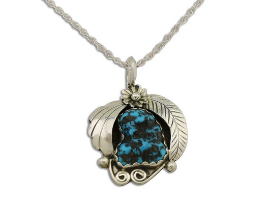 Navajo Turquoise Necklace 925 Silver Native American Artist C.80's