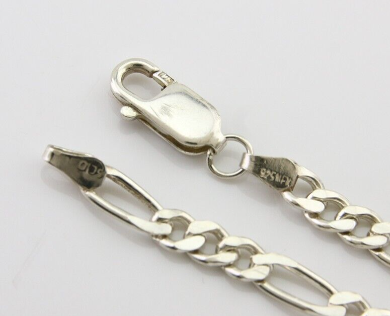 Men 4.5 mm Figaro Chain .925 Solid Sterling Silver 28 inch Long