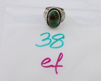 Navajo Ring 925 Silver Natural Turquoise Signed M Montoya Size 7.5 C.80's