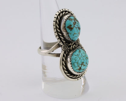 Navajo Ring 925 Silver Natural Spiderweb Turquoise Signed Tom Willeto C.80's