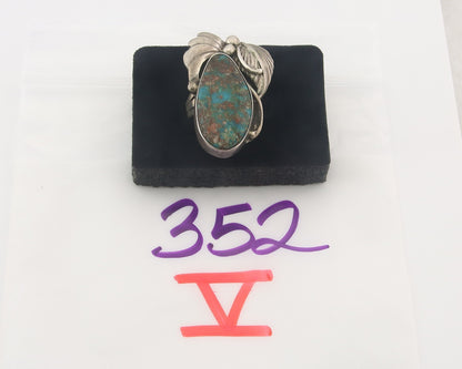 Vintage Navajo Ring 925 Sterling Authentic Turquoise Sign Justin Morris Sz 7.25