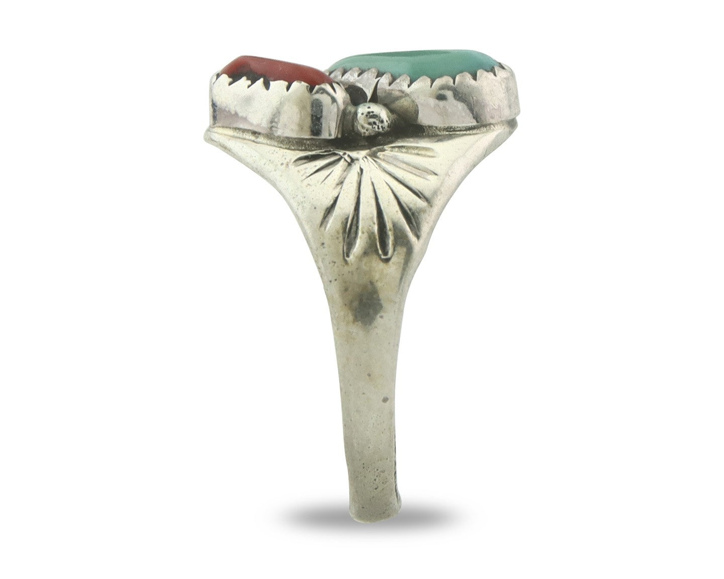 Vintage Navajo Ring 925 Sterling Silver Natural Gemstone Authentic Size 7.75