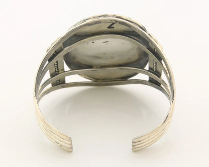 Navajo Cuff Bracelet Sterling Silver Natural Tiger Eye Sapphire Vintage Handmade