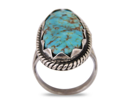 Navajo Ring 925 Silver Natural Blue Turquoise Native American Artist C.80's