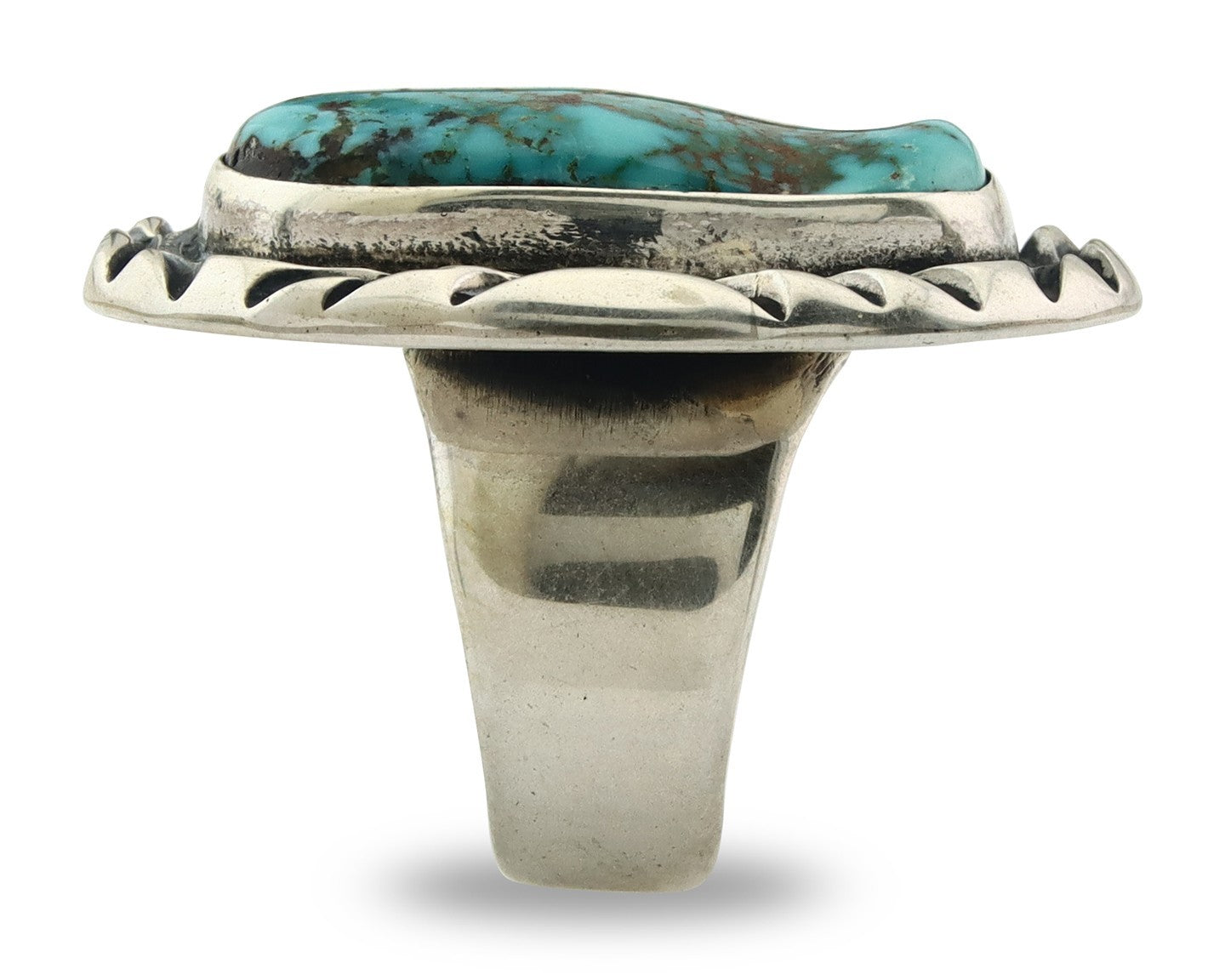 Vintage Navajo Ring 925 Sterling Silver Turquoise Signed C Montoya Size 8.25