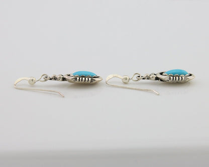 Navajo Dangle Earrings 925 Silver Sleeping Beauty Native Artist C80s