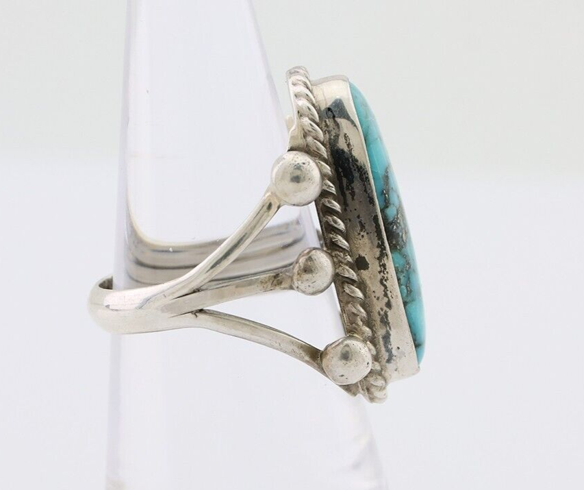Navajo Ring 925 Silver Natural Kingman Turquoise Native American Artist C.80's