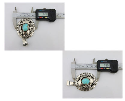 Navajo Pendant 925 Silver Blue Turquoise Native American Artist C.80's