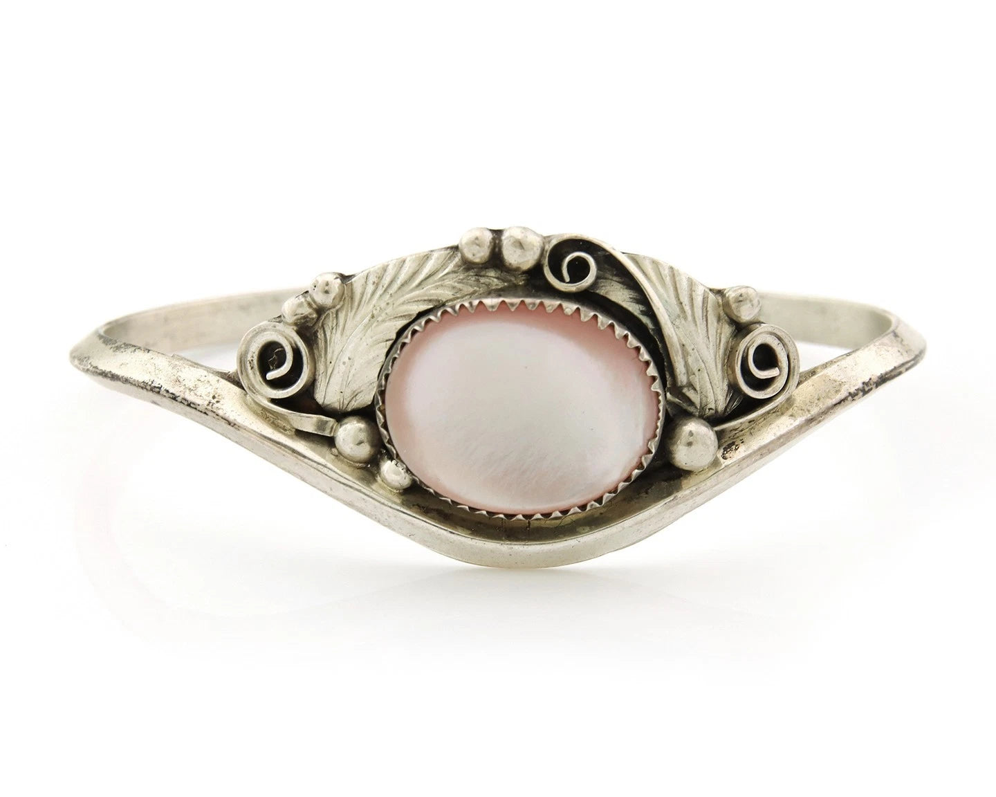 Navajo Cuff Bracelet Sterling Silver Authentic Pink Muscle Signed Justin Morris
