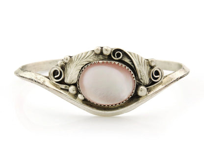 Navajo Cuff Bracelet Sterling Silver Authentic Pink Muscle Signed Justin Morris