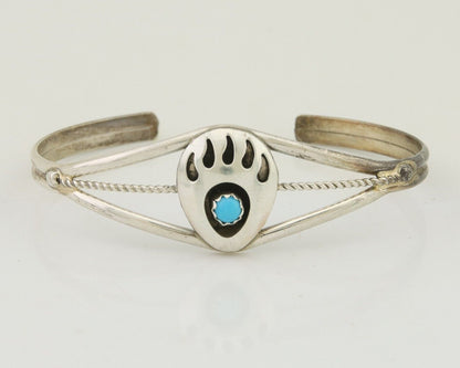 Navajo Paw Bracelet 925 Silver Blue Turquoise Native American Artist C.80's