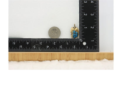 Navajo Pendant Sterling Silver & Gold Natural Blue Turquoise Signed Virgnina C