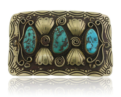 Navajo Belt Buckle .999 Nickel Handmade Artist Signed IJC 2.0x3.0 in C.1980's