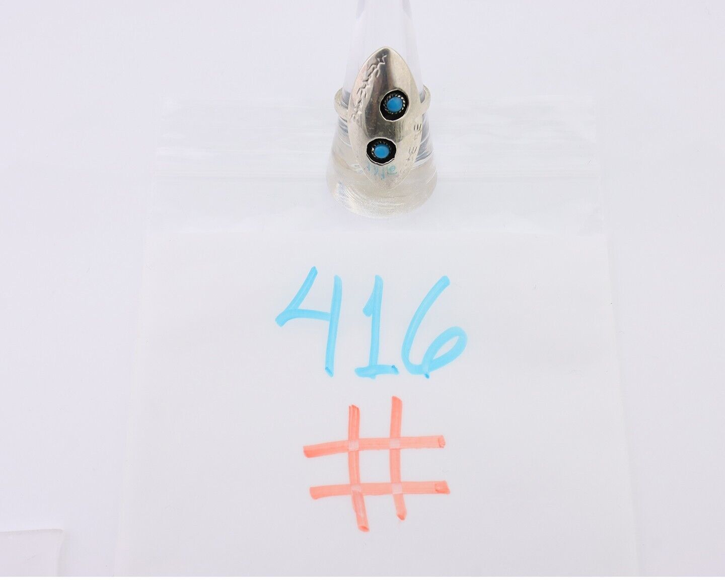 Navajo Ring 925 Silver Natural Blue Turquoise Native American Artist C.80's