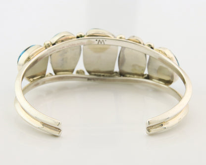 Navajo Bracelet Sterling Silver Nevada Turquoise Artist Signed W