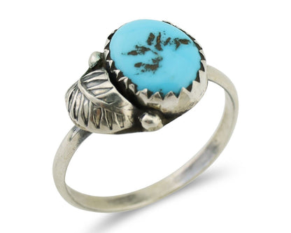 Navajo Ring 925 Silver Sleeping Beauty Turquoise Native American Artist C.80's