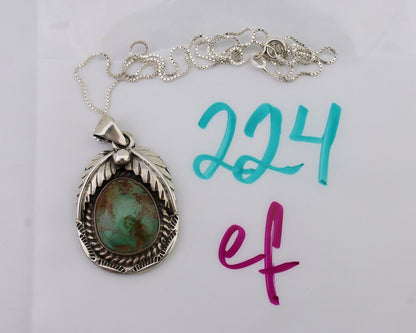 Navajo Turquoise Handmade Necklace 925 Silver Signed SunRise C.80's