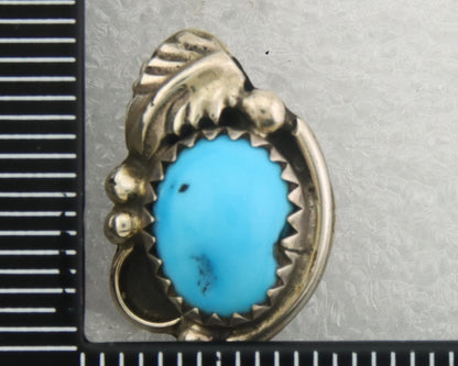 Navajo Earrings 925 Silver Natural Turquoise Artist Signed B. F. C.80's