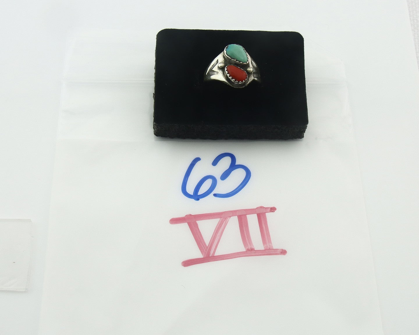Vintage Navajo Ring 925 Sterling Silver Natural Gemstone Authentic Size 7.5