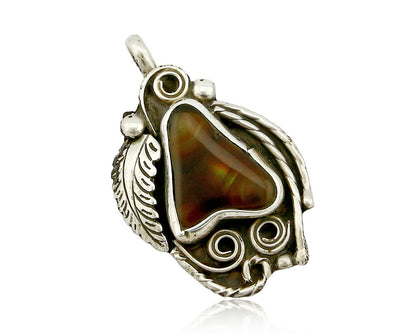 Navajo Josephine Rojas Natural Mined Fire Agate .925 Silver Handmade Pendant