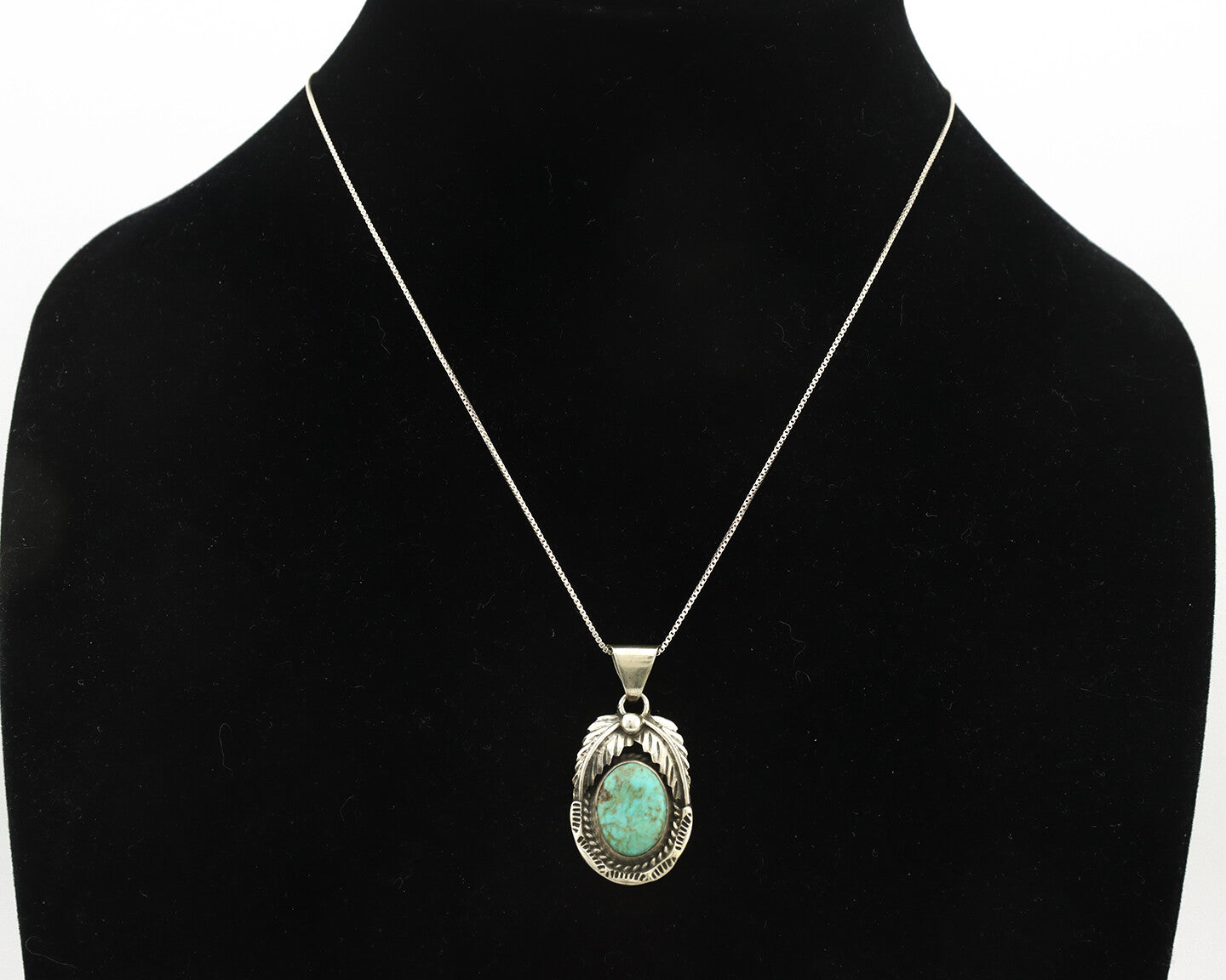 Navajo Kingman Turquoise Pendant .925 Silver Artist Signed Sunrise C.80's