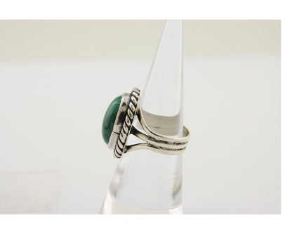 Navajo Ring 925 Silver Natural Malachite Native American Artist C.80's