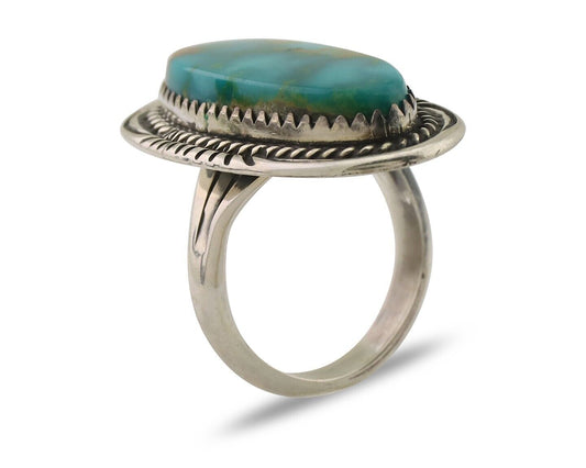 Navajo Ring 925 Silver Natural Blue Turquoise Native American Artist C.80's