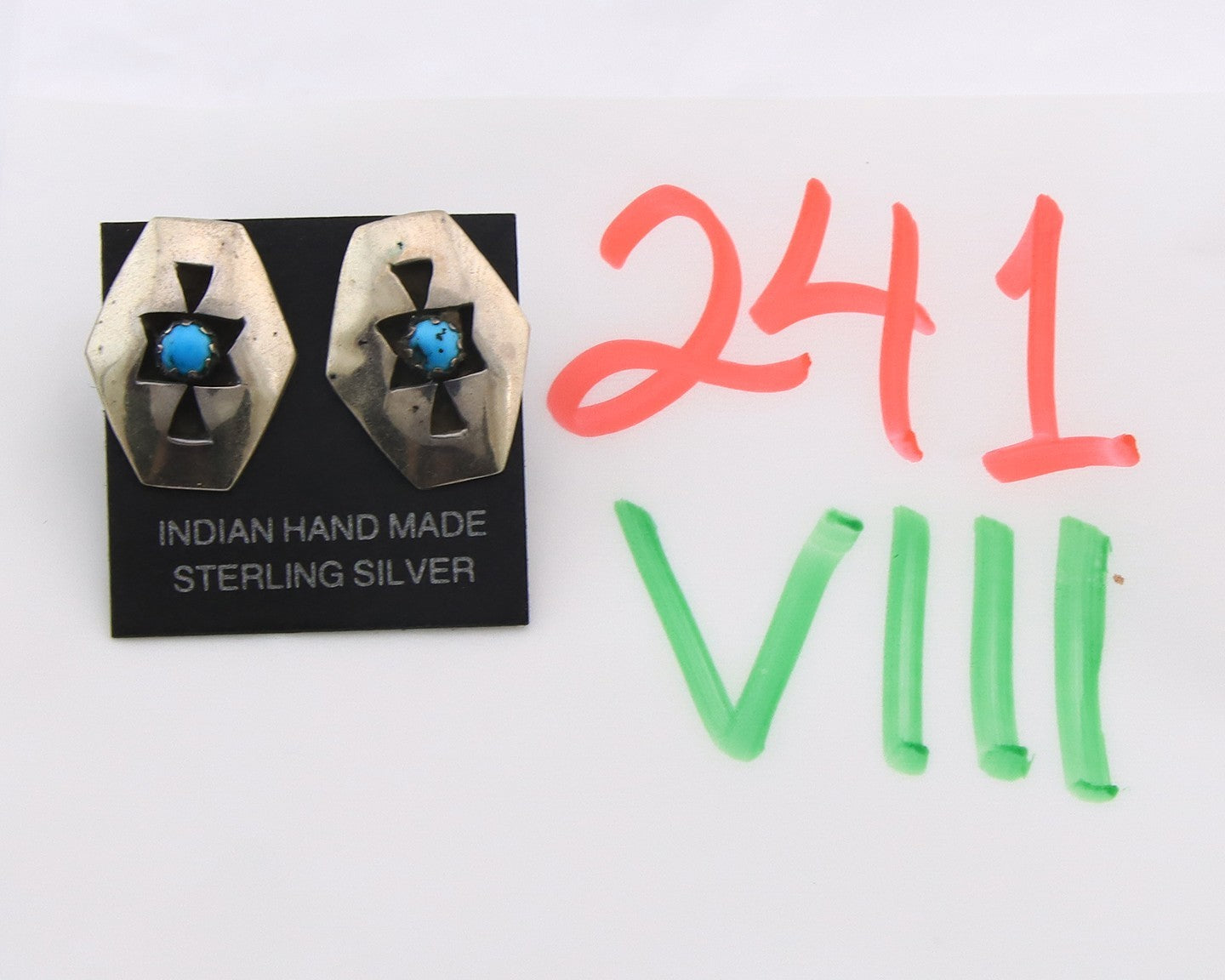 Navajo Earrings Sterling Silver Vintage Handmade Shadow Box
