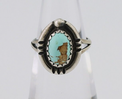 Navajo Ring 925 Silver Kingman Turquoise Native American Artist C.80's