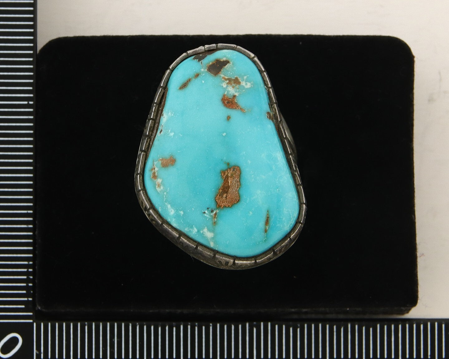 Navajo Ring 925 Sterling Turquoise Signed D Zachary C.80's Size 8.0