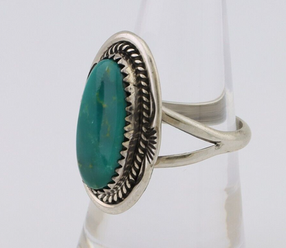 Navajo Hand Stamped Ring 925 Silver Natural Turquoise Native Artist C.80's