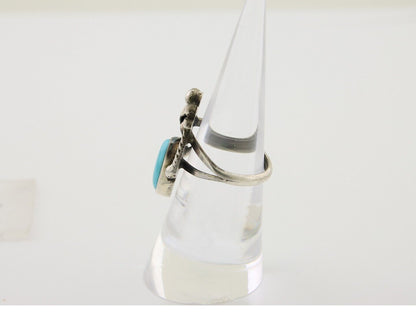 Navajo Handmade Ring 925 Silver Turquoise Signed LS C.80's