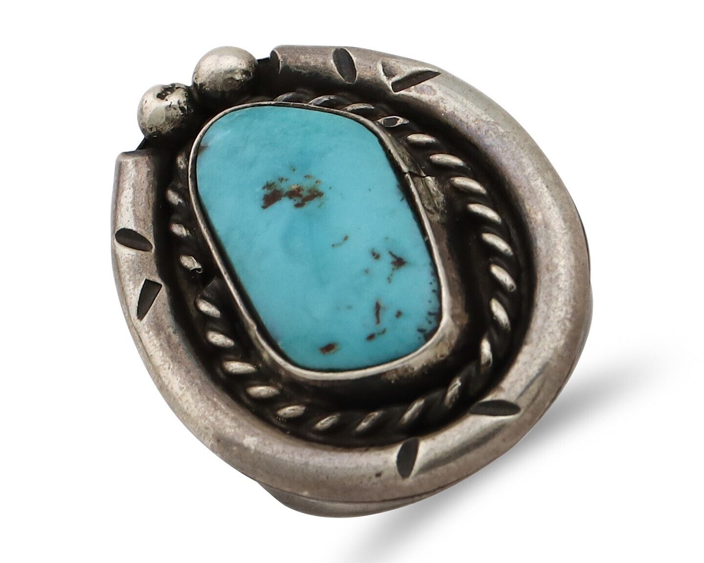 Navajo Ring 925 Silver Blue Turquoise Native American Artist C.80's