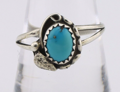 Navajo Ring 925 Silver Sleeping Beauty Turquoise Native American Artist C.80's