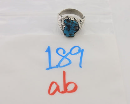 Navajo Ring 925 Silver Sleeping Beauty Turquoise Artist Signed DK C.80's