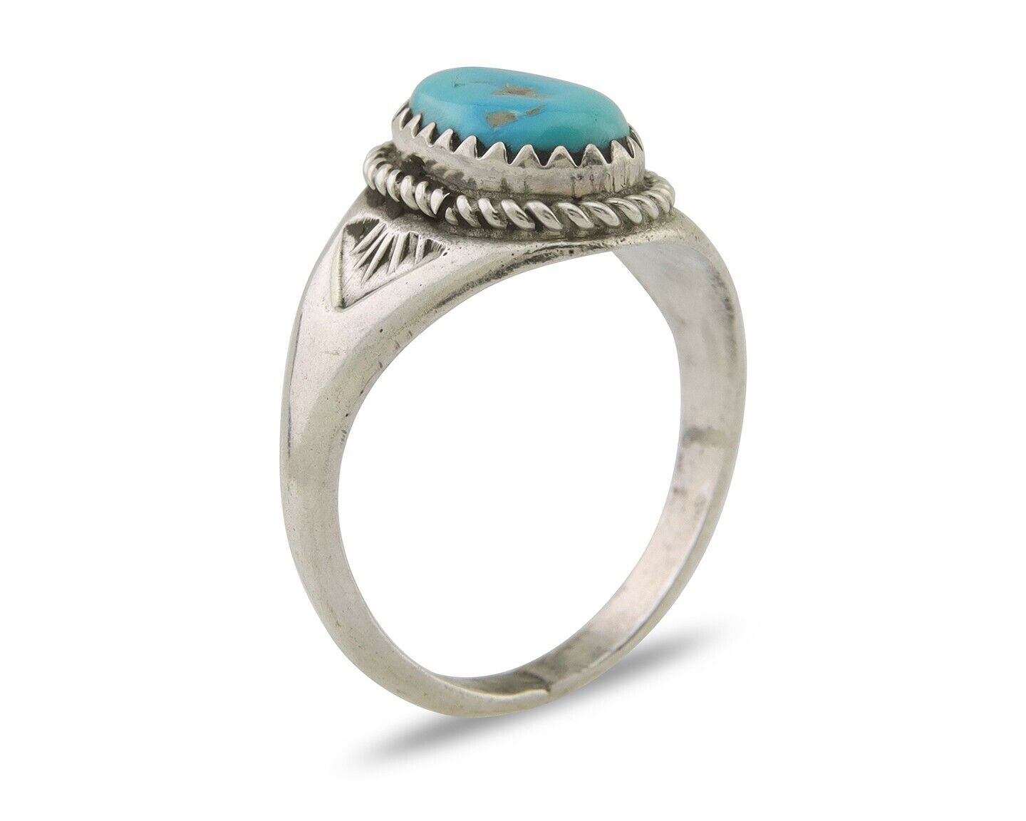 Navajo Ring 925 Silver Natural Blue Turquoise Native Artist C.80's