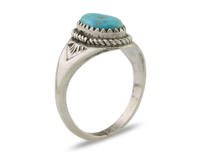 Navajo Ring 925 Silver Natural Blue Turquoise Native Artist C.80's