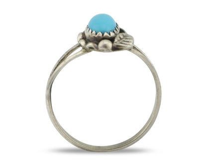 Navajo Ring 925 Silver Sleeping Beauty Turquoise Signed SkyStone Creations C80s