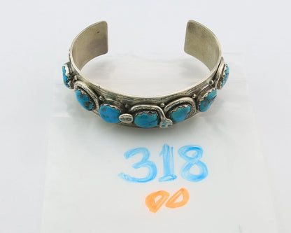 Men Zuni Cuff Bracelet Sterling Silver Turquoise Vintage Signed Effie Calavasa