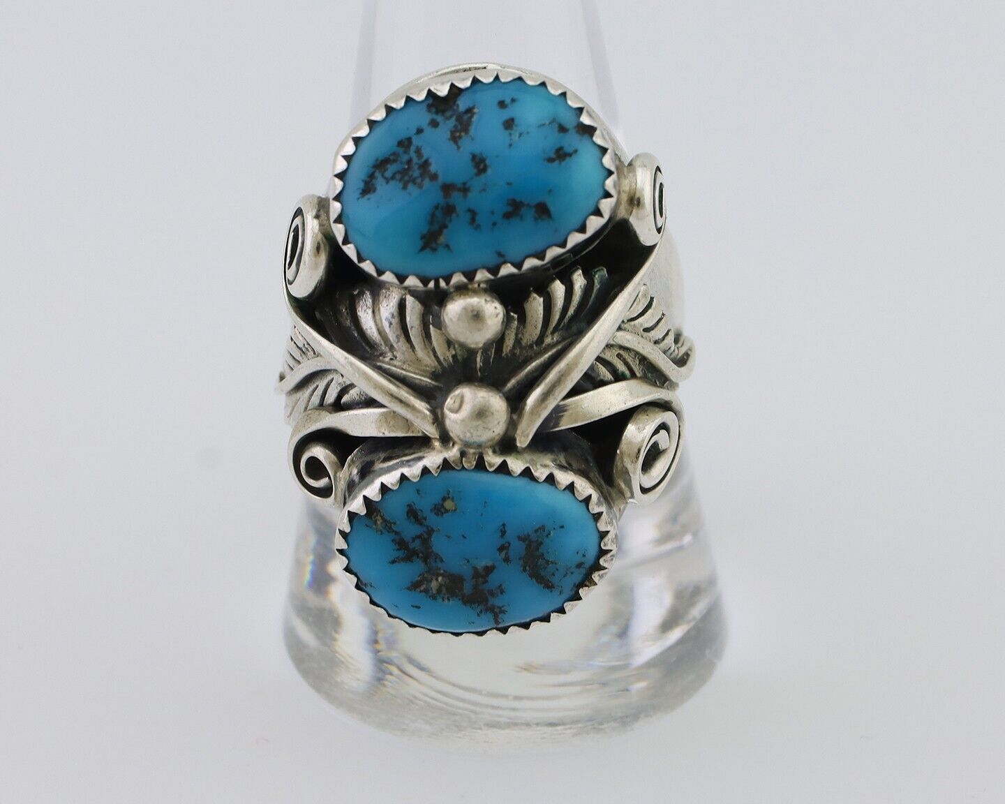 Navajo Ring 925 Silver Sleeping Beauty Turquoise Native Artist C.80's