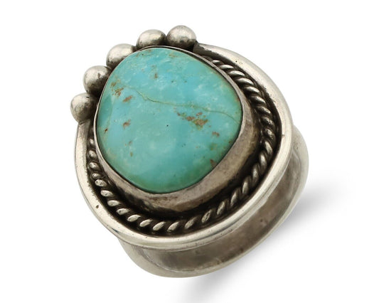 Navajo Ring 925 Silver Blue Turquoise Native American Signed C.80's