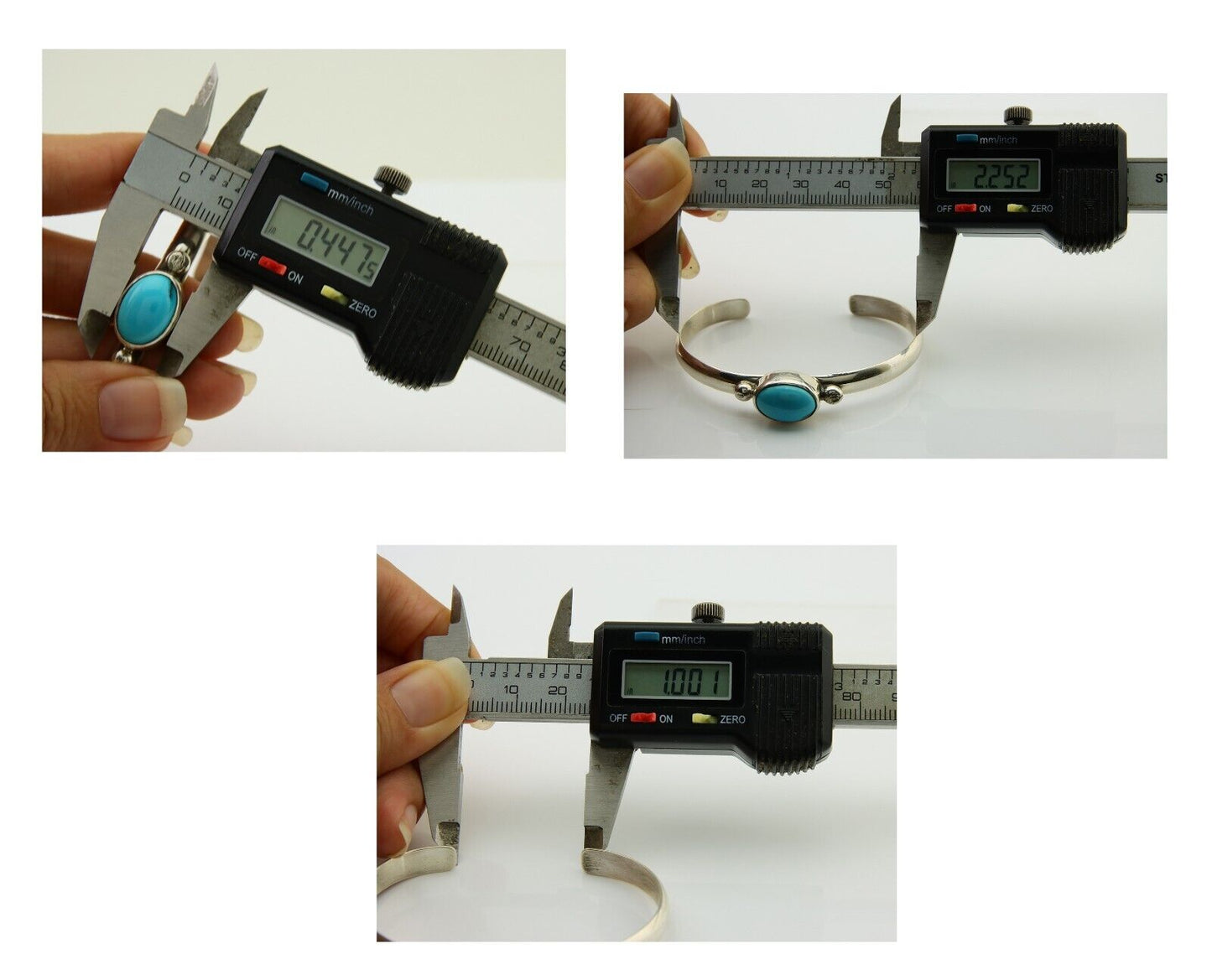 Navajo Cuff Bracelet Blue Turquoise 925 Silver Native American Artist C.80's