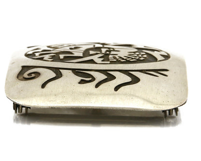 Navajo Belt Buckle .925 SOLID Sterling Silver Handmade Overlay Artist SG C.80's