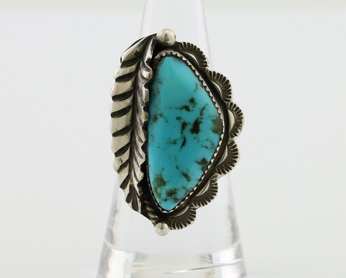 Navajo Handmade Ring 925 Silver Kingman Turquoise Artist Signed Benny M C.80's